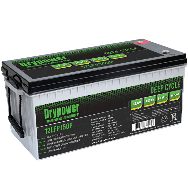 12LFP150PS LiFePO4 12.8V 150Ah 1920Wh DRYPOWER 4S3P RECHARGEABLE BATTERY + M8 BOLT (Max. 4S)