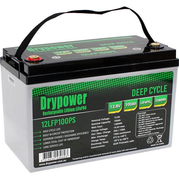 12LFP100PS LiFePO4 12.8V 100Ah 1280Wh DRYPOWER 4S2P RECHARGEABLE BATTERY M8 BOLT (Max. 4S)